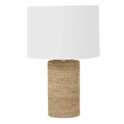 Maisons Du Monde Lampes à Poser Lampe En Corde Et Abat-jour En Lin Blanc H62