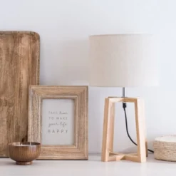 Maisons Du Monde Lampes à Poser Lampe En Hévéa Avec Abat-jour Coloris Gris Clair -Luminaires Soldes 202 lampe en hevea avec abat jour coloris gris clair 1000 7 1 206149 3