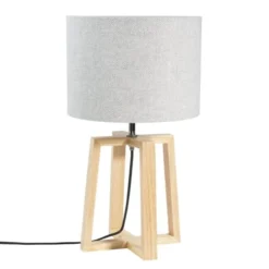 Maisons Du Monde Lampes à Poser Lampe En Hévéa Avec Abat-jour Gris