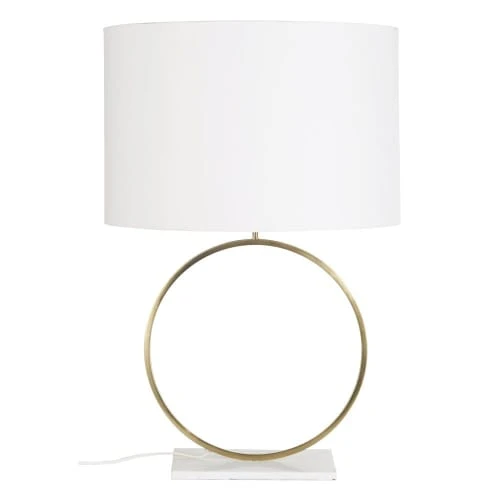 Maisons Du Monde Lampes à Poser Lampe En Marbre Blanc Et Métal Doré, Abat-jour En Coton Blanc 3 Maisons Du Monde Lampes à Poser Lampe En Marbre Blanc Et Métal Doré, Abat-jour En Coton Blanc