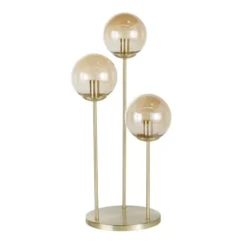 Maisons Du Monde Lampes à Poser Lampe En Métal Doré 3 Abat-jour En Verre Ambré