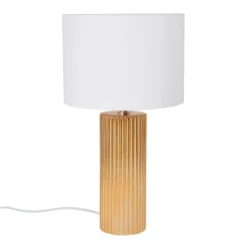 Maisons Du Monde Lampes à Poser Lampe En Métal Doré Et Abat-jour En Lin Blanc