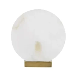 Maisons Du Monde Lampes à Poser Lampe En Métal Doré Et Cercle En Alabatre Blanche H32