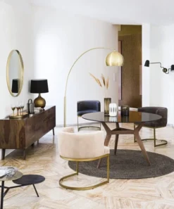 Maisons Du Monde Lampes à Poser Lampe En Métal Doré Patiné Et Abat-jour Noir -Luminaires Soldes 202 lampe en metal dore patine et abat jour noir 1000 7 17 191036 8