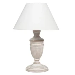 Maisons Du Monde Lampes à Poser Lampe En Paulownia Blanchi Et Abat-jour Blanc