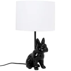 Maisons Du Monde Lampes à Poser Lampe En Polyrésine Noire Et Abat-jour Blanc