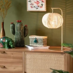 Maisons Du Monde Lampes à Poser Lampe En Rotin Et Métal Doré -Luminaires Soldes 202 lampe en rotin et metal dore 1000 5 9 228502 3