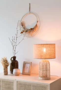 Maisons Du Monde Lampes à Poser Lampe En Rotin Tressé Et Abat-jour En Lin Beige -Luminaires Soldes 202 lampe en rotin tresse et abat jour en lin beige 1000 10 30 211303 5