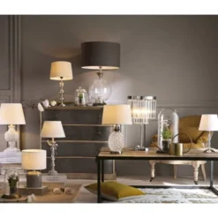 Maisons Du Monde Lampes à Poser Lampe En Verre Avec Abat-jour Beige -Luminaires Soldes 202 lampe en verre avec abat jour beige 1000 2 2 144978 9