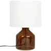 Maisons Du Monde Lampes à Poser Lampe En Verre Marron Et Abat-jour Blanc -Luminaires Soldes 202 lampe en verre marron et abat jour blanc 1000 7 16 228181 1