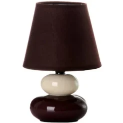 Unimasa Lampes à Poser Lampe Galet Céramique Marron Et Crème -Luminaires Soldes 202 lampe galet ceramique marron et creme 2