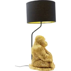Kare Design Lampes à Poser Lampe Gorille En Polyrésine Dorée Et Abat-jour Noir -Luminaires Soldes 202 lampe gorille en polyresine doree et abat jour noir 4