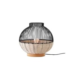 LUMISKY Lampes à Poser Lampe Intérieur Rotin Noir H30CM