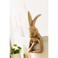 Kare Design Lampes à Poser Lampe Lapin En Polyrésine Dorée Et Abat-jour En Lin Beige H68 -Luminaires Soldes 202 lampe lapin en polyresine doree et abat jour en lin beige h68 2