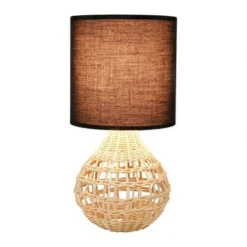 Decoratie Lampes à Poser Lampe Rotin Fine Abat-jour Noir -Luminaires Soldes 202 lampe rotin fine abat jour noir 3