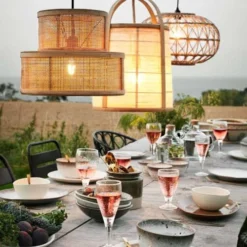 Madam Stoltz Suspensions Lampe Suspension En Rotin -Luminaires Soldes 202 lampe suspension en rotin 3