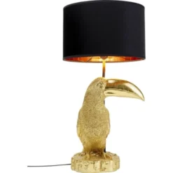 Kare Design Lampes à Poser Lampe Toucan En Polyrésine Dorée Et Abat-jour Noir -Luminaires Soldes 202 lampe toucan en polyresine doree et abat jour noir 4
