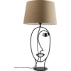 Kare Design Lampes à Poser Lampe Visage En Acier Et Abat-jour En Coton Marron -Luminaires Soldes 202 lampe visage en acier et abat jour en coton marron