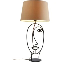 Kare Design Lampes à Poser Lampe Visage En Acier Et Abat-jour En Coton Marron -Luminaires Soldes 202 lampe visage en acier et abat jour en coton marron 3