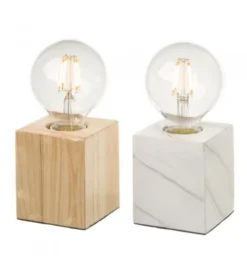 Wadiga Lampes à Poser Lampes Bois Et Marbre - Lot De 2