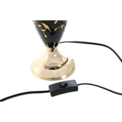 Wadiga Lampes à Poser Lampes En Grès Noir Et Doré Fleurs 28x28x50cm - Lot De 2 -Luminaires Soldes 202 lampes en gres noir et dore fleurs 28x28x50cm lot de 2 2