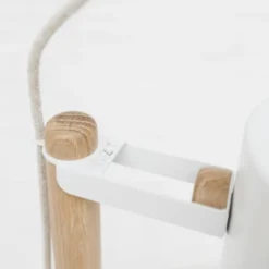 DIZY Design Lampadaires Luminaire à Poser Avec 2 Abat-jours En Chêne Et Métal Blanc -Luminaires Soldes 202 luminaire a poser avec 2 abat jours en chene et metal blanc 2