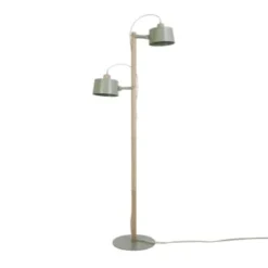 DIZY Design Lampadaires Luminaire à Poser Avec 2 Abat-jours En Chêne Et Métal Blanc -Luminaires Soldes 202 luminaire a poser avec 2 abat jours en chene et metal vert