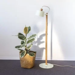 DIZY Design Lampadaires Luminaire à Poser Chêne Et Métal Blanc -Luminaires Soldes 202 luminaire a poser chene et metal blanc 2