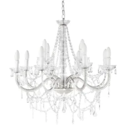 Maisons Du Monde Lustres Lustre à Pampilles En Métal Blanc Effet Vieilli D73