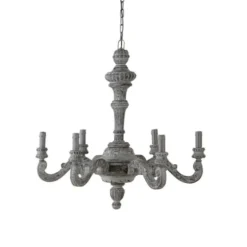 Maisons Du Monde Luminaires Lustre En Manguier Sculpté Grisé Effet Vieilli