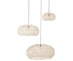 Meubles & Design Suspensions Set De 3 Abat Jour En Rotin Blanc