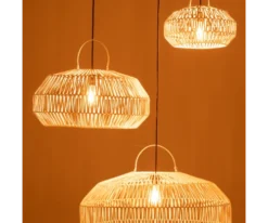 Meubles & Design Suspensions Set De 3 Abat Jour En Rotin Blanc -Luminaires Soldes 202 set de 3 abat jour en rotin blanc 4