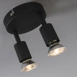 QAZQA Appliques Murales Et Spots Spot Plafond En Acier Noir -Luminaires Soldes 202 spot plafond en acier noir 10