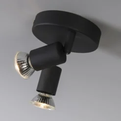 QAZQA Appliques Murales Et Spots Spot Plafond En Acier Noir -Luminaires Soldes 202 spot plafond en acier noir 11