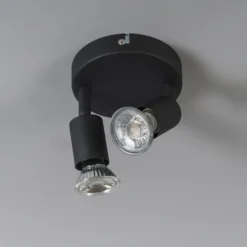 QAZQA Appliques Murales Et Spots Spot Plafond En Acier Noir -Luminaires Soldes 202 spot plafond en acier noir 8