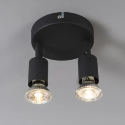 QAZQA Appliques Murales Et Spots Spot Plafond En Acier Noir -Luminaires Soldes 202 spot plafond en acier noir 9