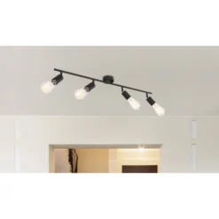 Globo Suspensions Spot Plafonnier Design Métal 4 Ampoules Noir -Luminaires Soldes 202 spot plafonnier design metal 4 ampoules noir 1