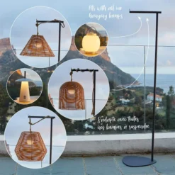 LUMISKY Lampadaires Support De Lampe Métal Gris 41CM -Luminaires Soldes 202 support de lampe metal gris 41cm 4