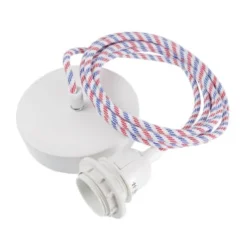 Hoopzi Suspensions Suspension 1 Fil électrique En Tissu Gentleman Chevron 3m -Luminaires Soldes 202 suspension 1 fil electrique en tissu bleu blanc rouge 3m 1