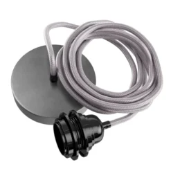 Hoopzi Suspensions Suspension 1 Fil électrique En Tissu Gris 2,5m Douille Noire