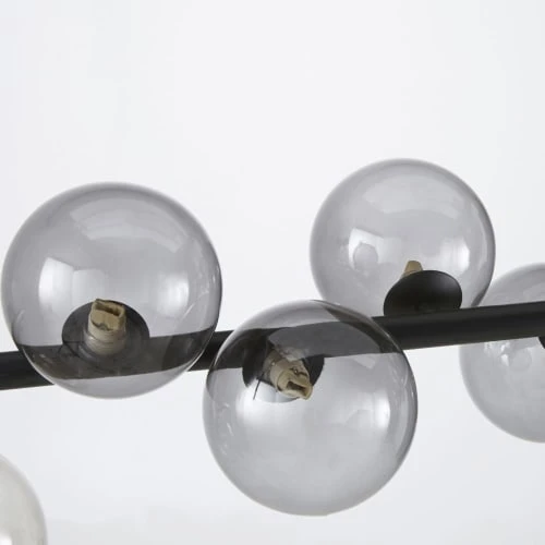 Maisons Du Monde Suspensions Suspension 14 Globes En Verre Fumé Et Métal Noir 4 Maisons Du Monde Suspensions Suspension 14 Globes En Verre Fumé Et Métal Noir – Image 2