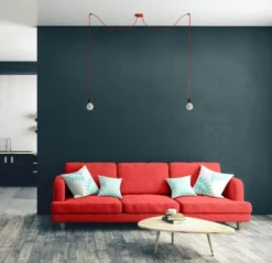 Hoopzi Suspensions Suspension 2 Fils électriques En Tissu Rouge 2,5m Douille Noire -Luminaires Soldes 202 suspension 2 fils electriques en tissu rouge 2 5m douille noire 2