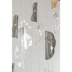 Kare Design Suspensions Suspension 21 Feuilles En Verre Et Acier -Luminaires Soldes 202 suspension 21 feuilles en verre et acier 2