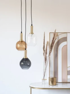 Maisons Du Monde Suspensions Suspension 3 Abat-jours Cloche En Verre Transparent Et Teinté -Luminaires Soldes 202 suspension 3 abat jours cloche en verre transparent et teinte 1000 9 14 211574 2