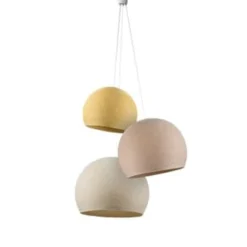 La Case De Cousin Paul Suspensions Suspension 3 Coupoles Bleu Canard-denim-azur -Luminaires Soldes 202 suspension 3 coupoles moutarde lin ecru