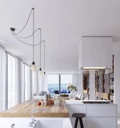 Hoopzi Suspensions Suspension 3 Fils électriques En Tissu Noir 2,5m Douille Noire -Luminaires Soldes 202 suspension 3 fils electriques en tissu noir 2 5m douille noire 1