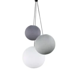 La Case De Cousin Paul Suspensions Suspension 3 Globes Moutarde-lin-écru -Luminaires Soldes 202 suspension 3 globes lilas perle blanc