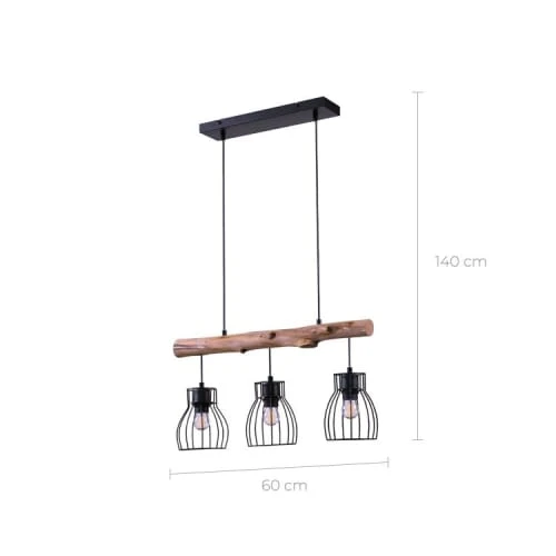Rendez Vous Déco Suspensions Suspension 3 Lampes En Bois D'eucalyptus Et Métal Noir 6 Rendez Vous Déco Suspensions Suspension 3 Lampes En Bois D'eucalyptus Et Métal Noir – Image 4