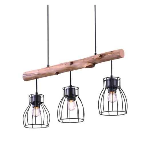 Rendez Vous Déco Suspensions Suspension 3 Lampes En Bois D'eucalyptus Et Métal Noir 7 Rendez Vous Déco Suspensions Suspension 3 Lampes En Bois D'eucalyptus Et Métal Noir – Image 5
