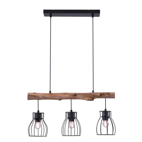 Rendez Vous Déco Suspensions Suspension 3 Lampes En Bois D'eucalyptus Et Métal Noir 8 Rendez Vous Déco Suspensions Suspension 3 Lampes En Bois D'eucalyptus Et Métal Noir – Image 6